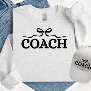 Coach T-shirt Game Day. Unisex, With bow and bold letters S M L XL Cheer sports